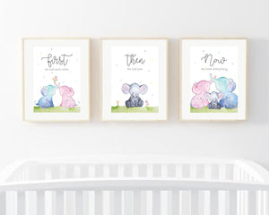 Baby Prints - Elephant Family Set of 3
