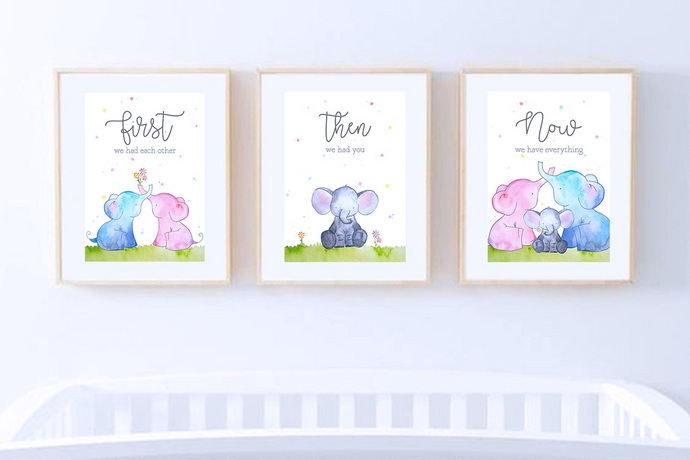 Baby Prints - Elephant Family Set of 3